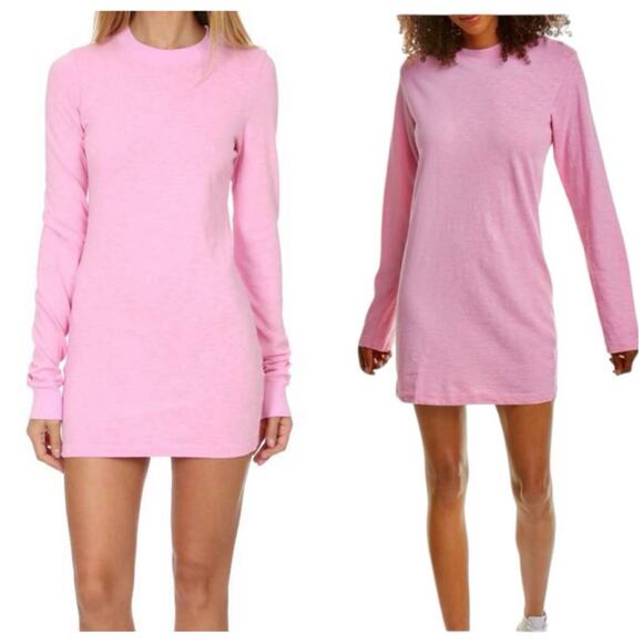 Cotton Citizen Tokyo Long Sleeve Mini Dress Size Small Pink Lightweight Preppy - Picture 1 of 12